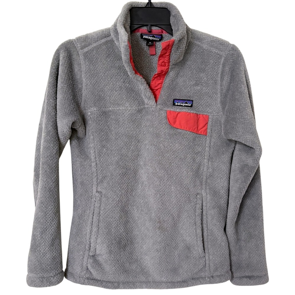 Patagonia Womens XS Re-Tool Snap-T Pullover Grey Coral Fleece Jacket Gorpcore